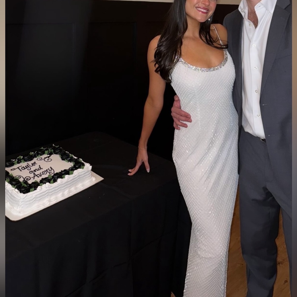 Mac Duggal beaded column dress